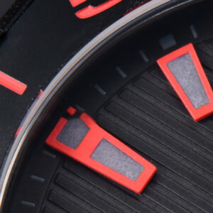Aquaracer Caliber 5 43mm OF Ceramic Black Red Hand Dial Black Nylon Strap SW200 - Image 9