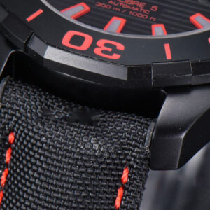 Aquaracer Caliber 5 43mm OF Ceramic Black Red Hand Dial Black Nylon Strap SW200 - Image 14