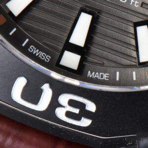 Aquaracer Caliber 5 43mm OF Black Dial Brown Hand Brown Leather Strap SW200 - Image 11