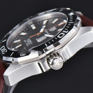Aquaracer Caliber 5 43mm OF Black Dial Brown Hand Brown Leather Strap SW200 - Image 13