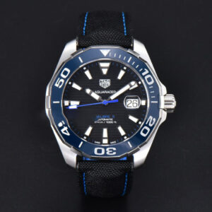 Aquaracer Caliber 5 43mm OF Black Dial Blue Hand Black Nylon Strap SW200 - Image 11