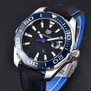 Aquaracer Caliber 5 43mm OF Black Dial Blue Hand Black Nylon Strap SW200 - Image 12