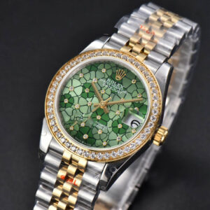 DateJust 31MM 904L YG GMF Diamond Bezel Green Flowers Dial Jubilee Bracelet A2824 - Image 2