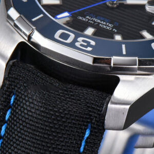 Aquaracer Caliber 5 43mm OF Black Dial Blue Hand Black Nylon Strap SW200 - Image 17