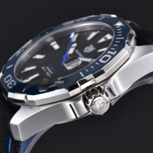 Aquaracer Caliber 5 43mm OF Black Dial Blue Hand Black Nylon Strap SW200 - Image 18