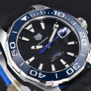 Aquaracer Caliber 5 43mm OF Black Dial Blue Hand Black Nylon Strap SW200 - Image 19