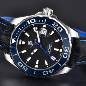 Aquaracer Caliber 5 43mm OF Black Dial Blue Hand Black Nylon Strap SW200 - Image 20