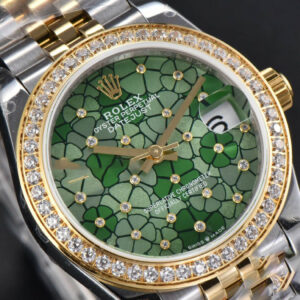 DateJust 31MM 904L YG GMF Diamond Bezel Green Flowers Dial Jubilee Bracelet A2824 - Image 10