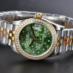DateJust 31MM 904L YG GMF Diamond Bezel Green Flowers Dial Jubilee Bracelet A2824 - Image 13