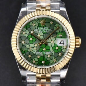 DateJust 31MM 904L YG GMF Fluted Bezel Green Flowers Dial Jubilee Bracelet A2824