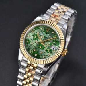 DateJust 31MM 904L YG GMF Fluted Bezel Green Flowers Dial Jubilee Bracelet A2824 - Image 2