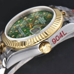 DateJust 31MM 904L YG GMF Fluted Bezel Green Flowers Dial Jubilee Bracelet A2824 - Image 9