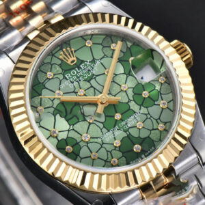 DateJust 31MM 904L YG GMF Fluted Bezel Green Flowers Dial Jubilee Bracelet A2824 - Image 10