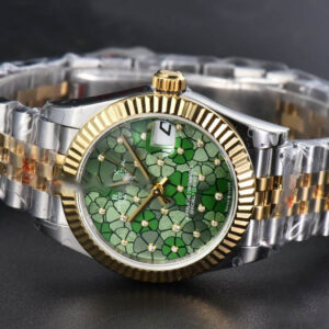 DateJust 31MM 904L YG GMF Fluted Bezel Green Flowers Dial Jubilee Bracelet A2824 - Image 13