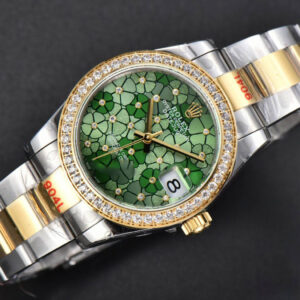 DateJust 31MM 904L YG GMF Diamond Bezel Green Flowers Dial Oyster Bracelet A2824 - Image 2