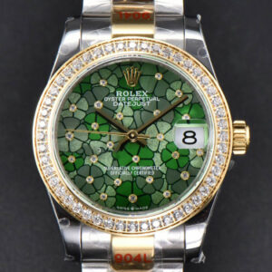 DateJust 31MM 904L YG GMF Diamond Bezel Green Flowers Dial Oyster Bracelet A2824