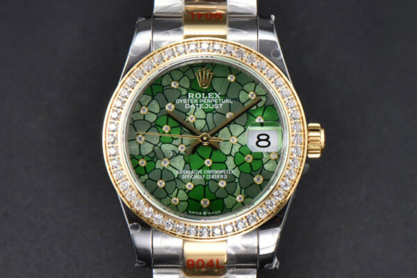 DateJust 31MM 904L YG GMF Diamond Bezel Green Flowers Dial Oyster Bracelet A2824