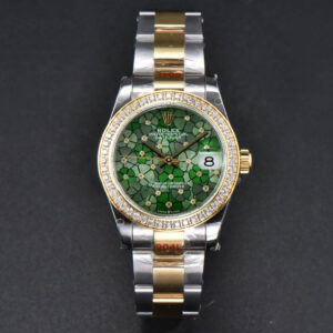 DateJust 31MM 904L YG GMF Diamond Bezel Green Flowers Dial Oyster Bracelet A2824 - Image 3