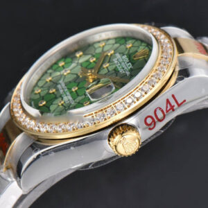 DateJust 31MM 904L YG GMF Diamond Bezel Green Flowers Dial Oyster Bracelet A2824 - Image 11
