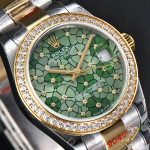 DateJust 31MM 904L YG GMF Diamond Bezel Green Flowers Dial Oyster Bracelet A2824 - Image 12