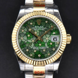 DateJust 31MM 904L YG GMF Fluted Bezel Green Flowers Dial Oyster Bracelet A2824