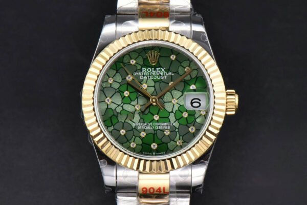 DateJust 31MM 904L YG GMF Fluted Bezel Green Flowers Dial Oyster Bracelet A2824