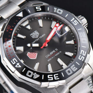 Aquaracer Calibre 5 OF 43MM Black Dial Red Hands SS Bracelet Swiss SW200 - Image 27