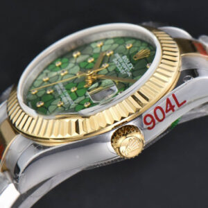 DateJust 31MM 904L YG GMF Fluted Bezel Green Flowers Dial Oyster Bracelet A2824 - Image 4