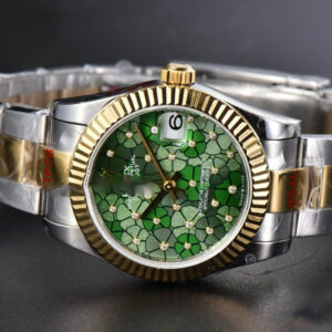 DateJust 31MM 904L YG GMF Fluted Bezel Green Flowers Dial Oyster Bracelet A2824 - Image 8