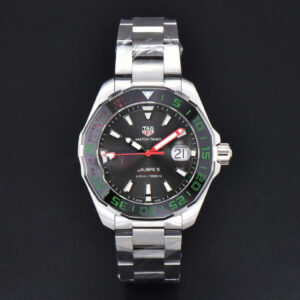 Aquaracer Calibre 5 GMT OF 43MM Green/Red Bezel Black Dial SS Bracelet Swiss SW200 - Image 19