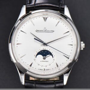 Master Ultra Thin Moon 1368420 SS YLF 39MM White Dial Black Leather Strap A925