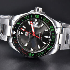 Aquaracer Calibre 5 GMT OF 43MM Green/Red Bezel Black Dial SS Bracelet Swiss SW200 - Image 30