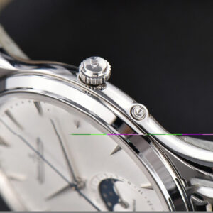 Master Ultra Thin Moon 1368420 SS YLF 39MM White Dial Black Leather Strap A925 - Image 8