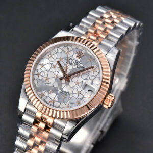 DateJust 31MM 904L RG/SS GMF Fluted Bezel Silver Flowers Dial Jubilee Bracelet A2824 - Image 3