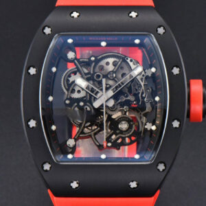 RM055 42.7mm BBRF Black NTPT Black Skeleton Dial Red Rubber Strap RMUL2