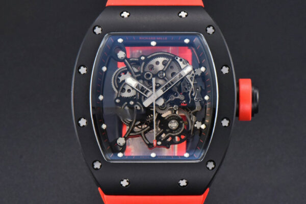 RM055 42.7mm BBRF Black NTPT Black Skeleton Dial Red Rubber Strap RMUL2