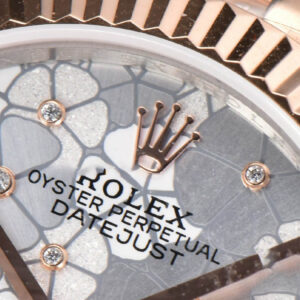 DateJust 31MM 904L RG/SS GMF Fluted Bezel Silver Flowers Dial Jubilee Bracelet A2824 - Image 8