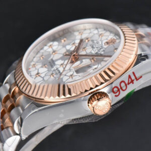 DateJust 31MM 904L RG/SS GMF Fluted Bezel Silver Flowers Dial Jubilee Bracelet A2824 - Image 10