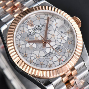 DateJust 31MM 904L RG/SS GMF Fluted Bezel Silver Flowers Dial Jubilee Bracelet A2824 - Image 11