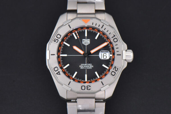 Aquaracer Bamford OF 43MM Black/Orange Dial SS BraceletAquaracer Calibre 7 GMT OF 43MM Blue/Red Bezel Black Dial Swiss SW200