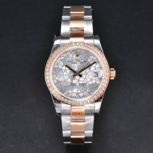 DateJust 31MM 904L RG/SS GMF Diamond Bezel Silver Flowers Dial Oyster Bracelet A2824 - Image 2