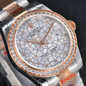 DateJust 31MM 904L RG/SS GMF Diamond Bezel Silver Flowers Dial Oyster Bracelet A2824 - Image 12
