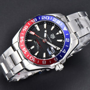 Aquaracer Calibre 7 GMT OF 43MM Blue/Red Bezel Black Dial Swiss SW200 - Image 18