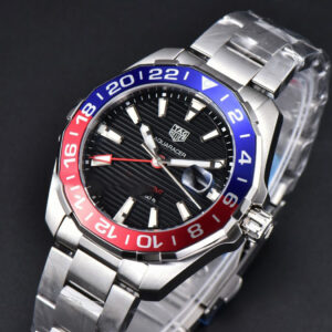 Aquaracer Calibre 7 GMT OF 43MM Blue/Red Bezel Black Dial Swiss SW200 - Image 19