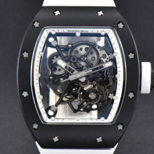 RM055 42.7mm BBRF Black NTPT White Skeleton Dial White Rubber Strap RMUL2