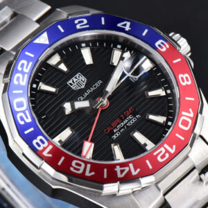 Aquaracer Calibre 7 GMT OF 43MM Blue/Red Bezel Black Dial Swiss SW200 - Image 27