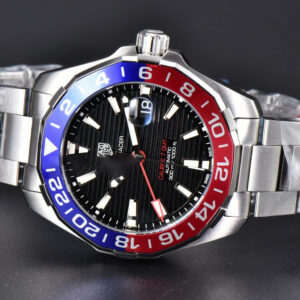 Aquaracer Calibre 7 GMT OF 43MM Blue/Red Bezel Black Dial Swiss SW200 - Image 28