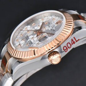 DateJust 31MM 904L RG/SS GMF Fluted Bezel Silver Flowers Dial Oyster Bracelet A2824 - Image 9