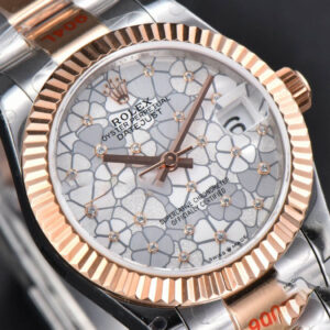 DateJust 31MM 904L RG/SS GMF Fluted Bezel Silver Flowers Dial Oyster Bracelet A2824 - Image 10