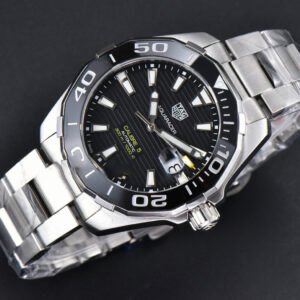 Aquaracer Caliber 5 43mm OF Black Dial Silver Hand SS Bracelet SW200 - Image 18